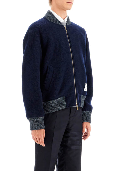 woolen fleece bomber jacket MJT395A J0100 NAVY