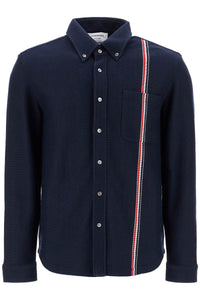 "button-down overshirt in knit with tricolor MJT497A J0139 NAVY