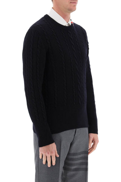 cable wool sweater with rwb detail MKA492AY1024 NAVY