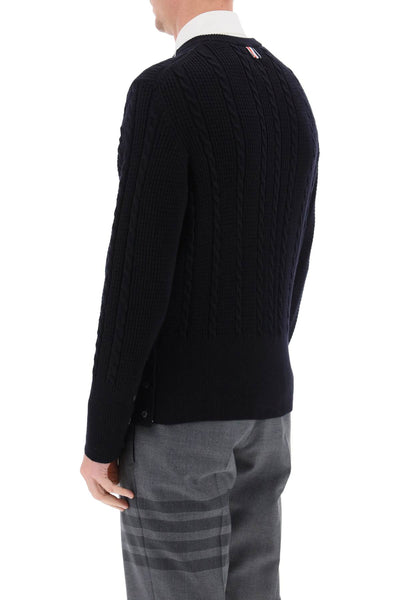 cable wool sweater with rwb detail MKA492AY1024 NAVY