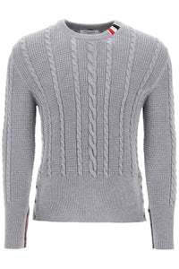 cable wool sweater with rwb detail MKA492AY1024 LT GREY