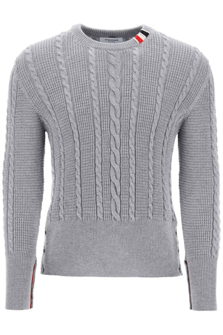 cable wool sweater with rwb detail MKA492AY1024 LT GREY