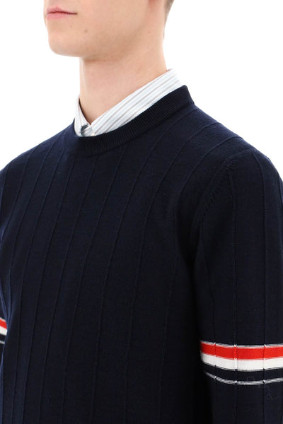 crew-neck sweater with tricolor intarsia MKA496AY1002 NAVY