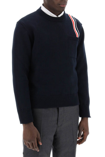 cotton pullover with rwb stripe MKA502AY3017 NAVY