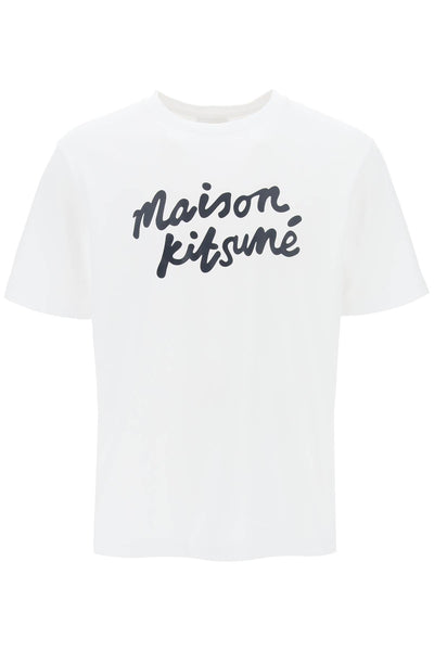 t-shirt with logo in handwriting MM00101KJ0118 WHITE BLACK