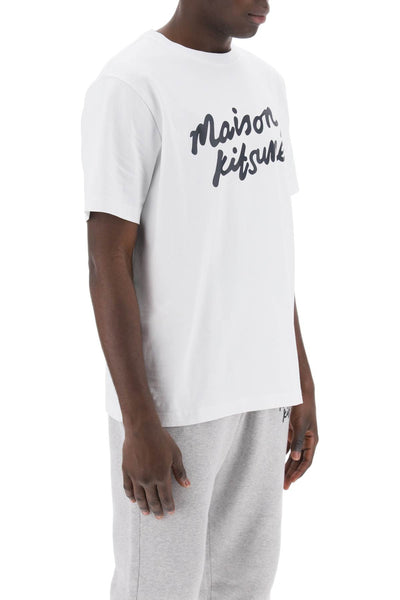 t-shirt with logo in handwriting MM00101KJ0118 WHITE BLACK