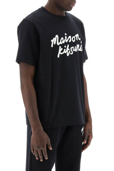 t-shirt with logo in handwriting MM00101KJ0118 BLACK WHITE