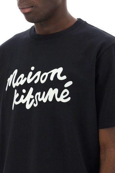 t-shirt with logo in handwriting MM00101KJ0118 BLACK WHITE