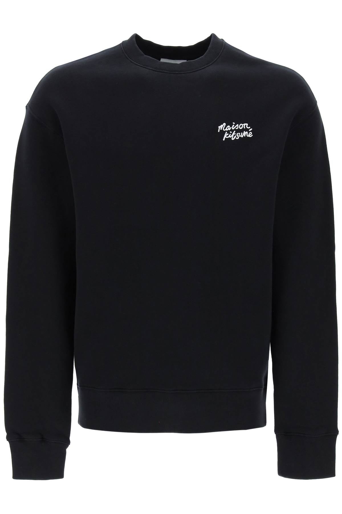 crewneck sweatshirt with logo lettering MM00315KM0307 BLACK WHITE