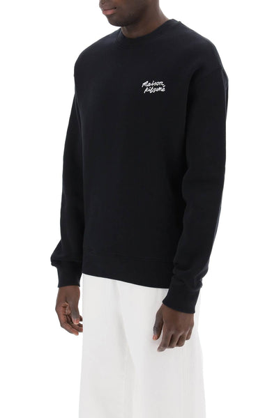 crewneck sweatshirt with logo lettering MM00315KM0307 BLACK WHITE