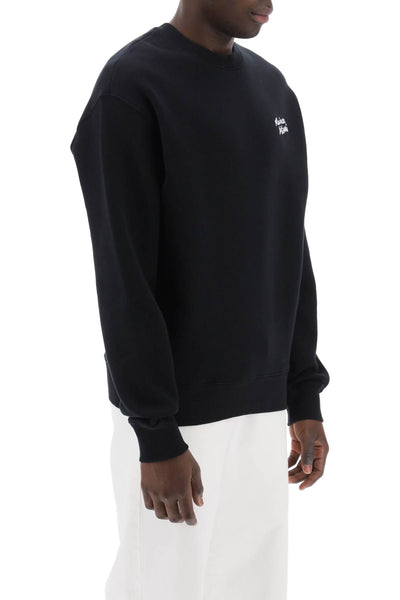 crewneck sweatshirt with logo lettering MM00315KM0307 BLACK WHITE