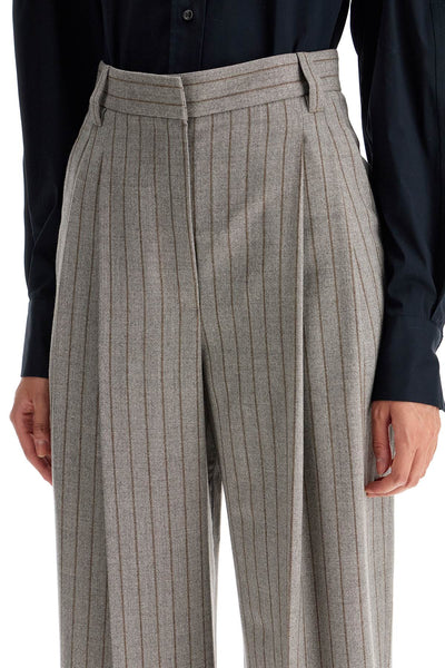 wide virgin wool pinstripe trousers MP577P8669 TAUPE/TABACCO