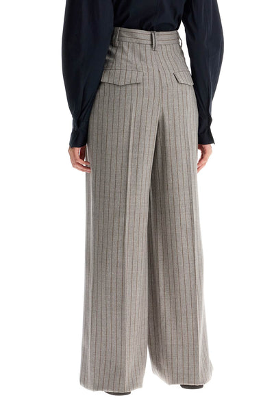 wide virgin wool pinstripe trousers MP577P8669 TAUPE/TABACCO