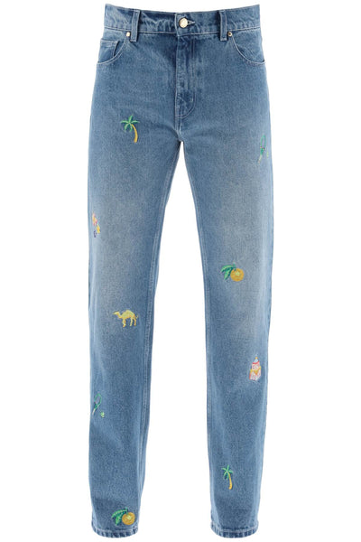 embroidered straight jeans MPS24TR00202 STONE WASH