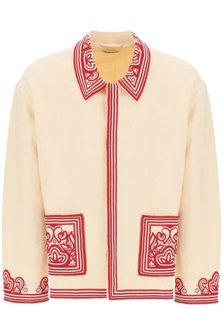 flora bead-embroidered jacket MRF23OW008 RED CREAM