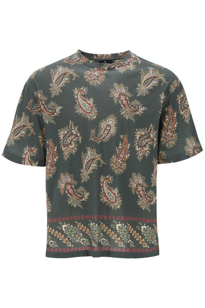 T-shirt girocollo con stampa paisley MRMA0004 AJ055 STAMPA FDO VERDE