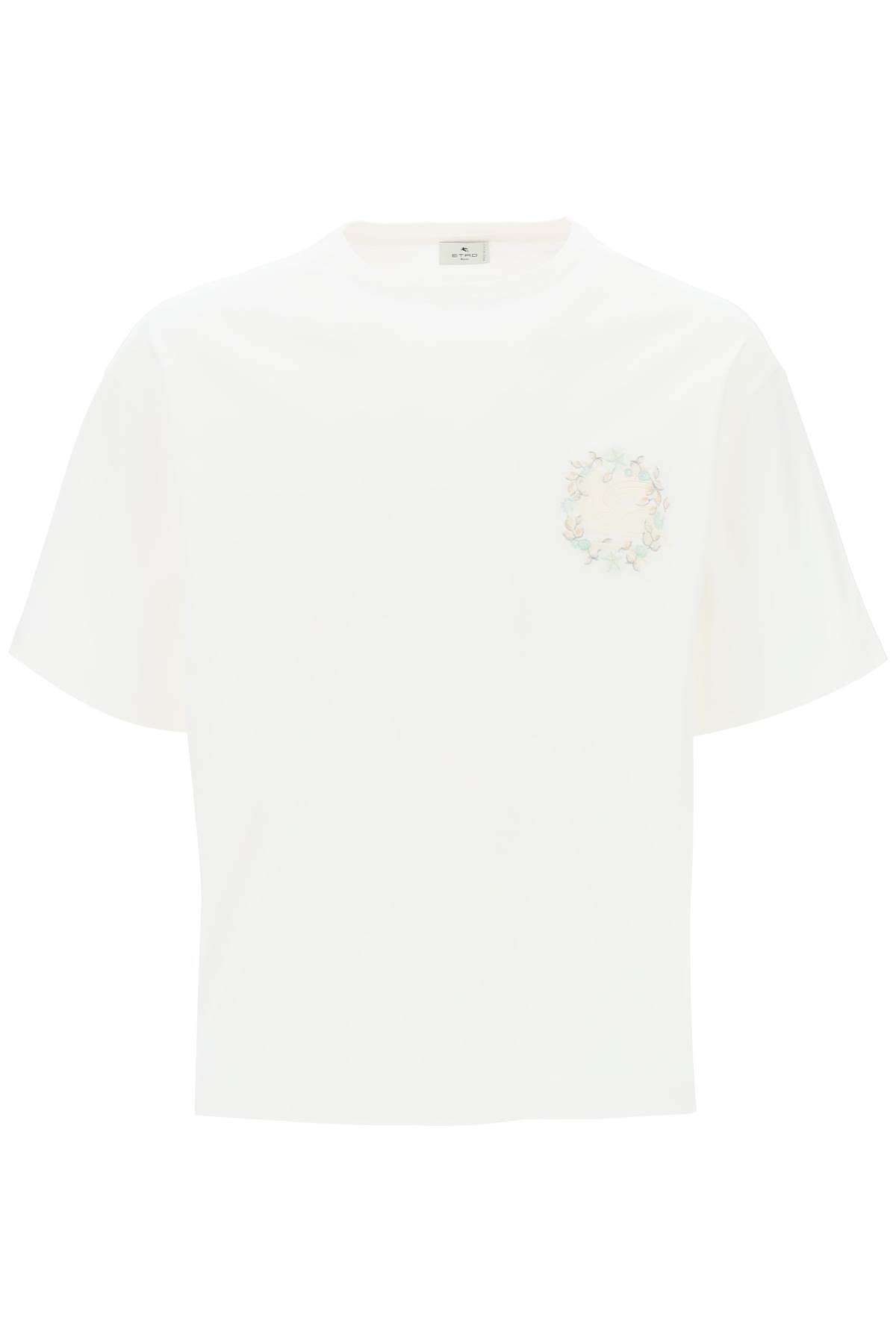floral pegasus embroidered t-shirt MRMA0004 AJ188 BIANCO