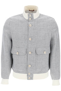 Brunello cucinelli prince of wales check bomber jacket MS4856191 GRIGIO OFF WHITE