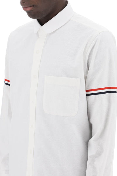 seersucker shirt with rounded collar MWL393O00572 WHITE