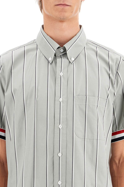 striped short-sleeved shirt MWS245A F0658 MED GREY