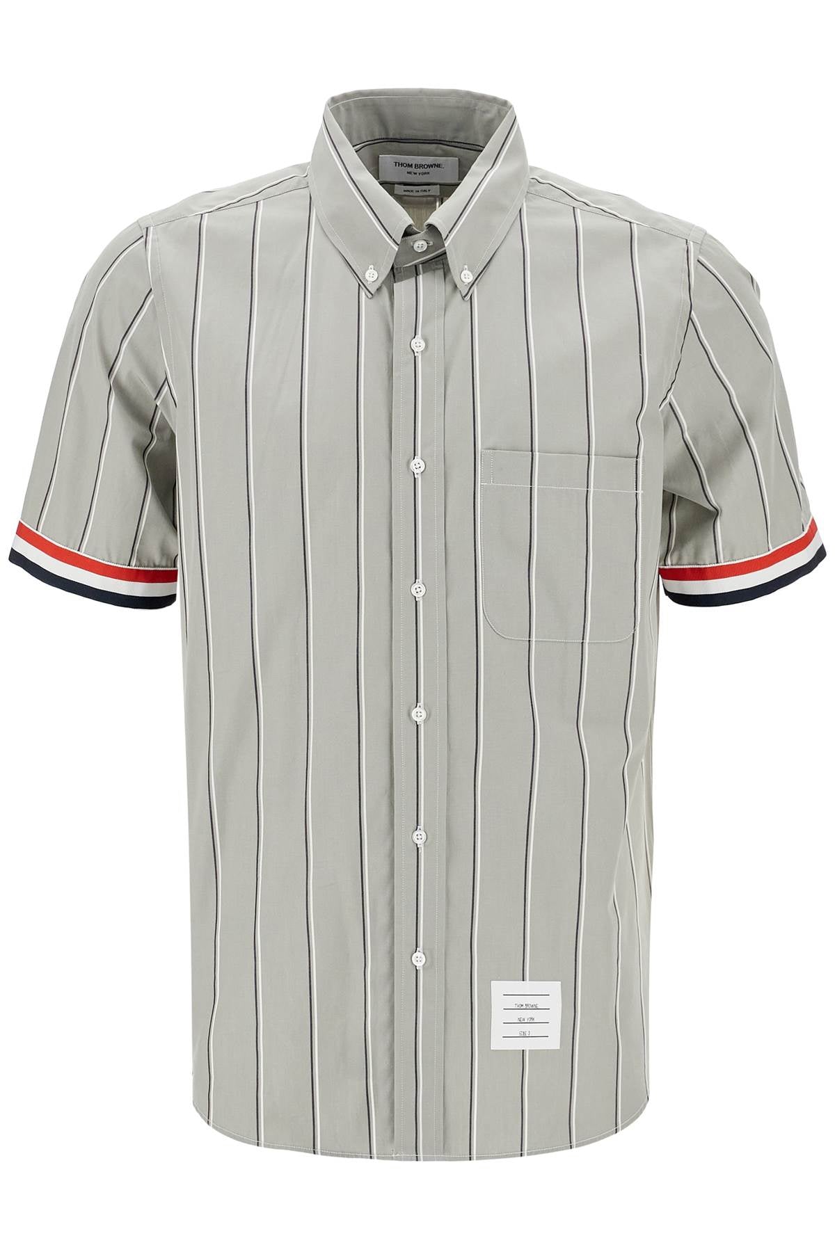 striped short-sleeved shirt MWS245A F0658 MED GREY