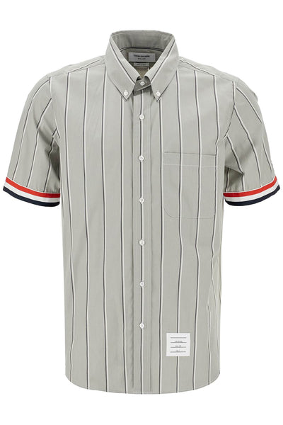 striped short-sleeved shirt MWS245A F0658 MED GREY