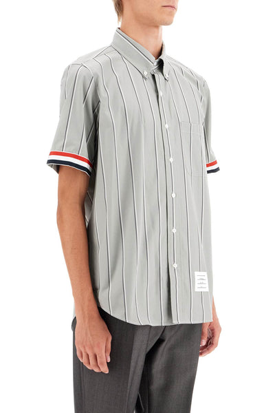 striped short-sleeved shirt MWS245A F0658 MED GREY