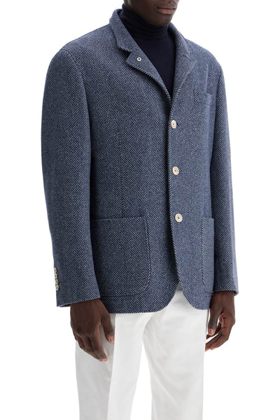 wool, silk and cashmere chevron coat MY4436265 DENIM