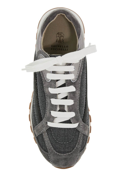 wool sneakers with precious stripe design MZ25G2777P GRIGIO MEDIO