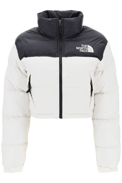 'nuptse' cropped down jacket NF0A5GGE WHITE DUNE/TNF BLACK