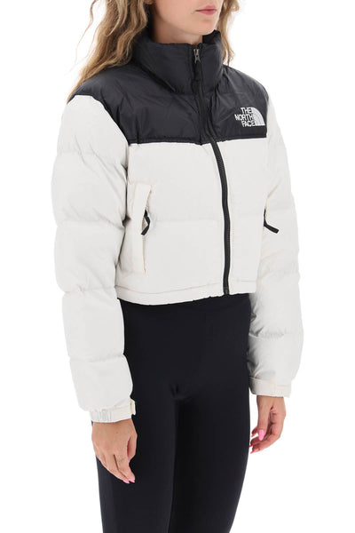 'nuptse' cropped down jacket NF0A5GGE WHITE DUNE/TNF BLACK