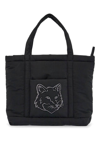 borsa tote in poliammide nera media con ricamo volpe NW05116WQ4035 BLACK