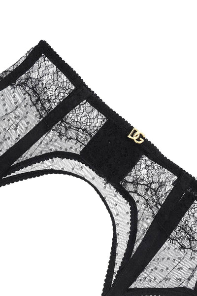lace garter belt with logo O4A50T ONO25 NERO