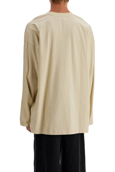 long sleeve oversized t-shirt for OMAB091F24JER001 BROWN RICE - BLACK