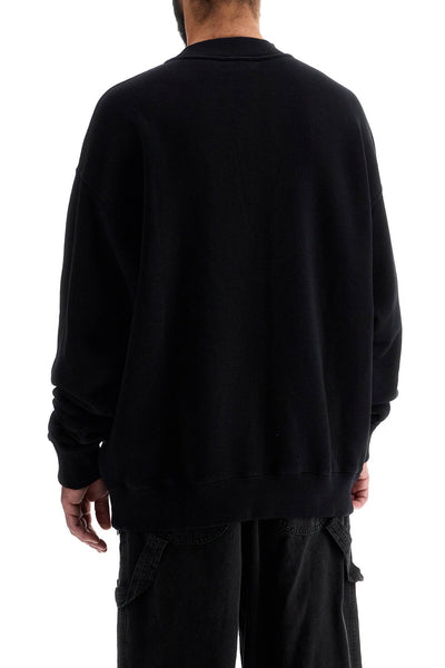 oversized crewneck OMBA054F24FLE001 BLACK - RED