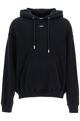 hooded sweatshirt with off print OMBB085C99FLE010 BLACK WHITE