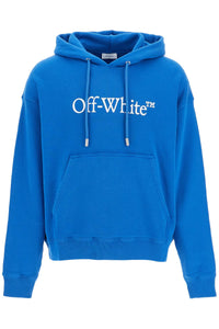 hooded sweatshirt with logo print OMBB085F24FLE003 TRUE BLUE - WHITE | Italystation.com