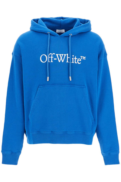 hooded sweatshirt with logo print OMBB085F24FLE003 TRUE BLUE - WHITE | Italystation.com