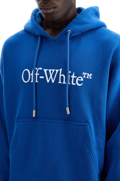 hooded sweatshirt with logo print OMBB085F24FLE003 TRUE BLUE - WHITE | Italystation.com