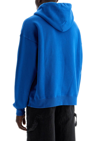 hooded sweatshirt with logo print OMBB085F24FLE003 TRUE BLUE - WHITE | Italystation.com