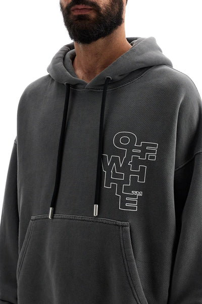 outline arrow hoodie OMBB085F24FLE007 BLACK - WHITE