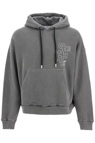 outline arrow hoodie OMBB085F24FLE007 BLACK - WHITE