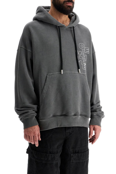 outline arrow hoodie OMBB085F24FLE007 BLACK - WHITE