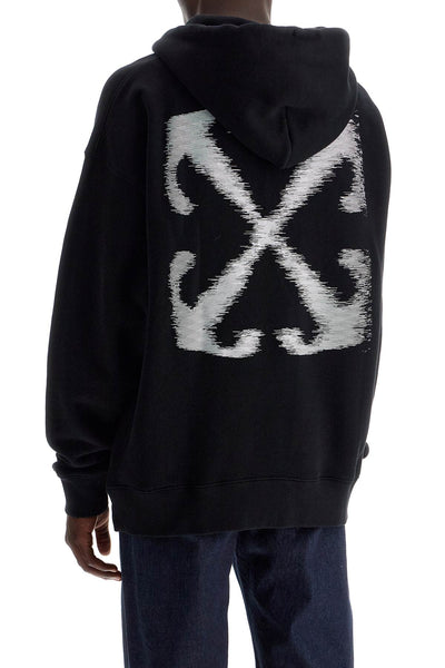 "windy arrow hooded sweatshirt OMBB085F24FLE009 BLACK - WHITE