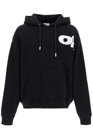 hooded sweatshirt with shared OMBB085F24FLE00L BLACK - WHITE