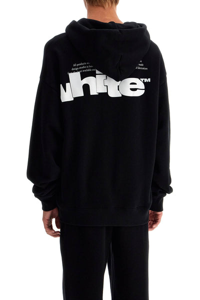 hooded sweatshirt with shared OMBB085F24FLE00L BLACK - WHITE