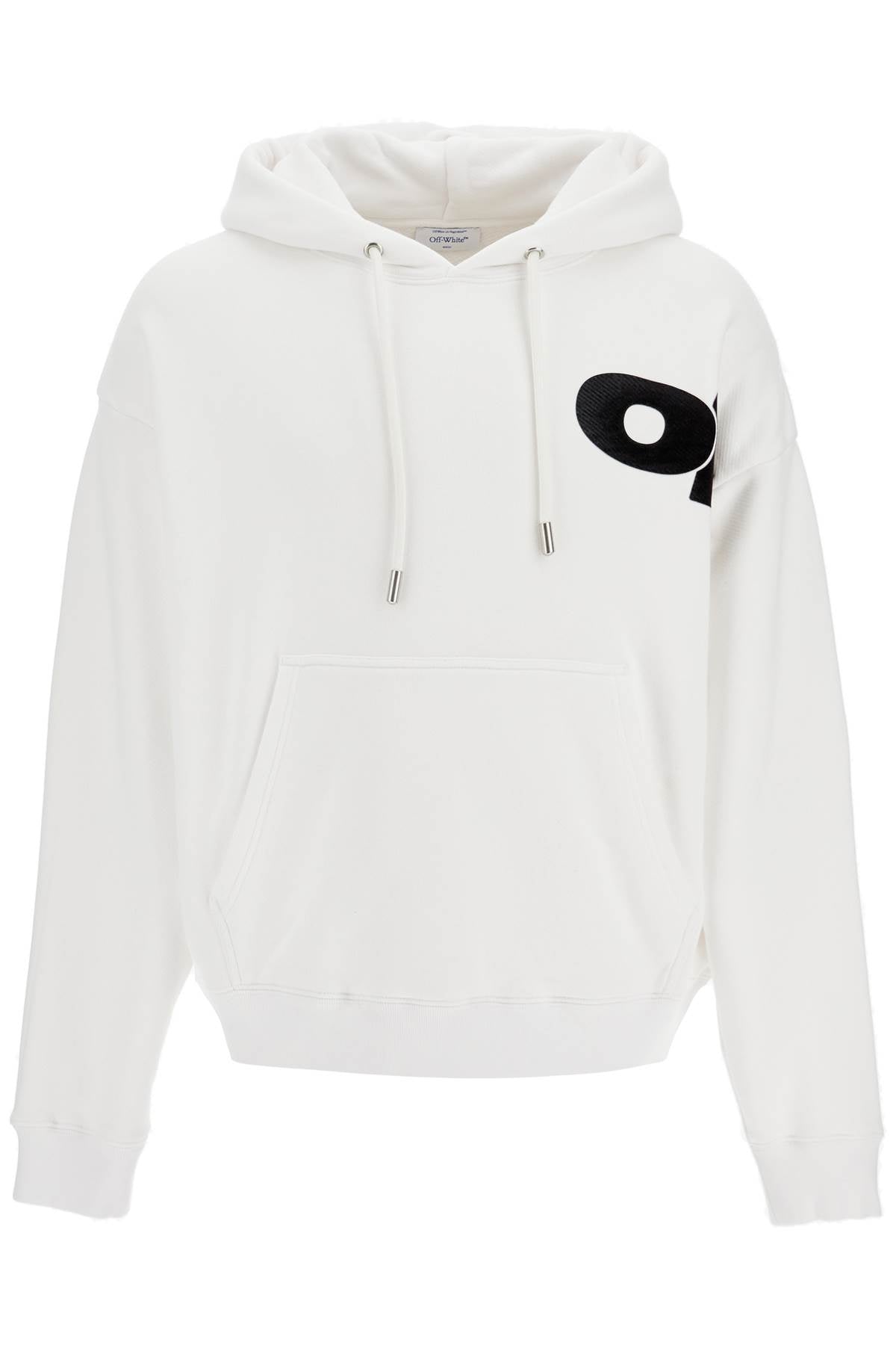 hooded sweatshirt with shared OMBB085F24FLE00L WHITE - BLACK