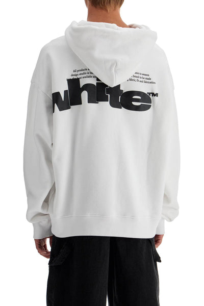 hooded sweatshirt with shared OMBB085F24FLE00L WHITE - BLACK