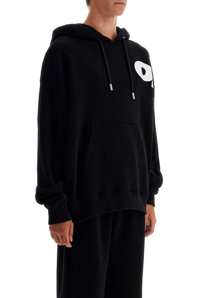 hooded sweatshirt with shared OMBB085F24FLE00L BLACK - WHITE