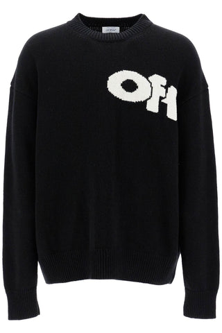 "oversized sweater OMHE198F24KNI001 BLACK - CREAM